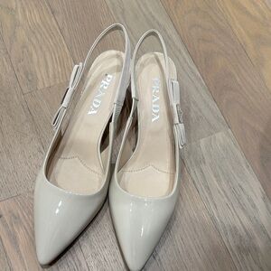 Prada Women's Beige Slingback Heels